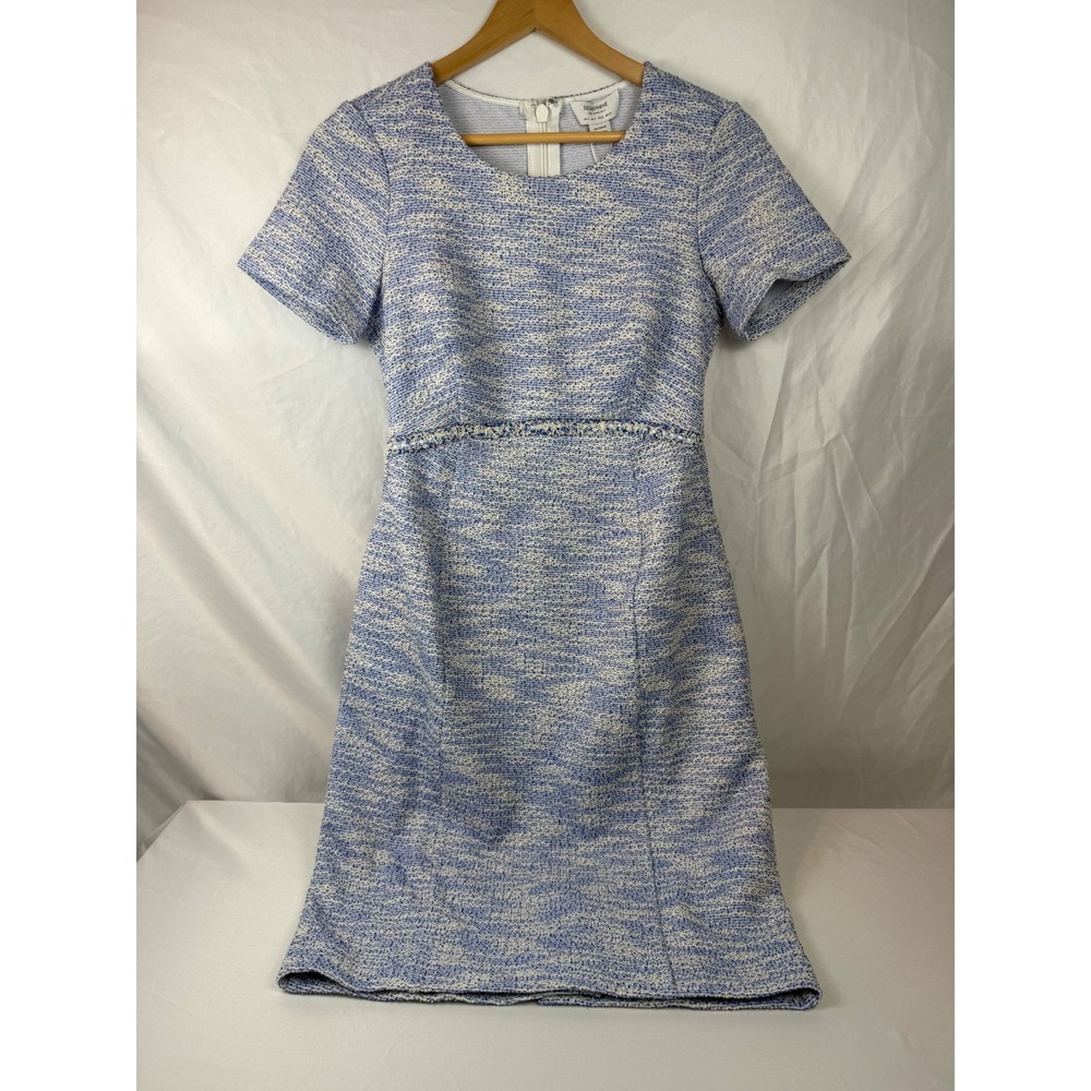 Seraphine Size US 2 Blue White Tweed Short Dress NWT Work Office Career